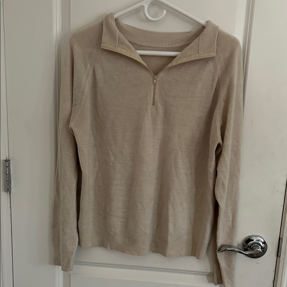Cream Quarter-Zip Sweater